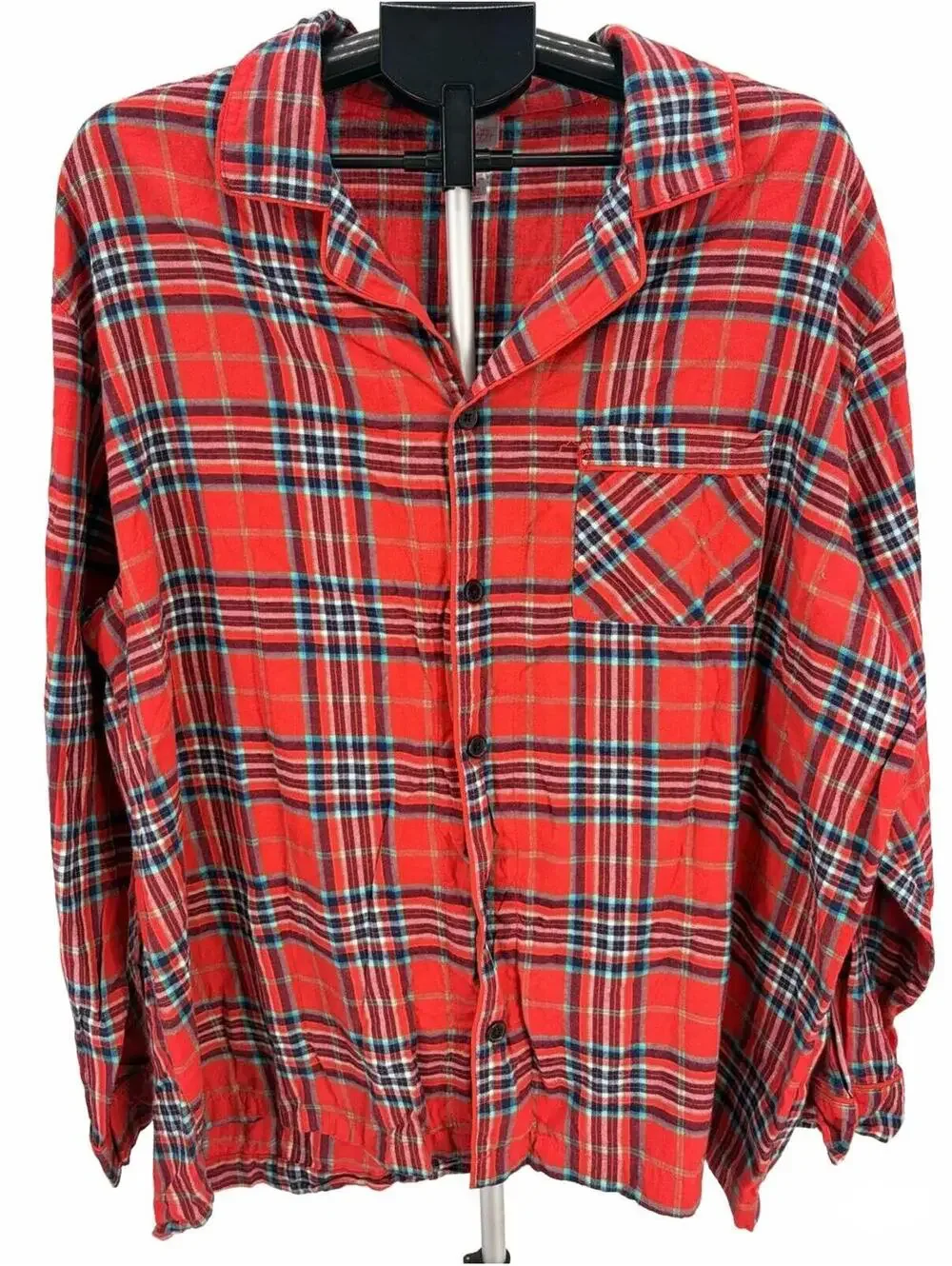 Men's XXL Red Plaid Flannel Sleepwear Shirt Casual Cozy